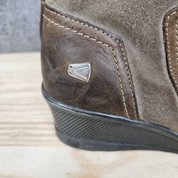 Keen Women Boot Wedge Zip Bootie Size 7.5 Brown Ankle Chukka Pre Owned - Picture 2 of 14